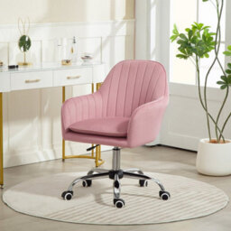 Dark Pink Fabric Swivel Office Chair With Adjustable Height - thumbnail 4