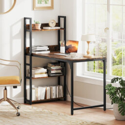 Costway Computer Desk 120 Cm Study Writing Desk With Charging Station-Brown - thumbnail 6