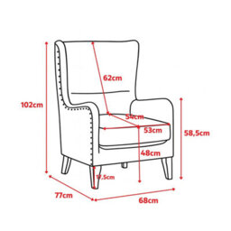 Accent Wingback Chair In Teal Velvet - thumbnail 2