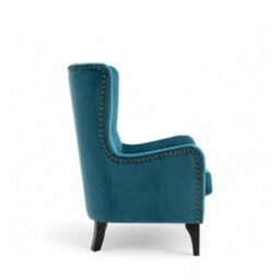 Accent Wingback Chair In Teal Velvet - thumbnail 5