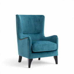 Accent Wingback Chair In Teal Velvet - thumbnail 4