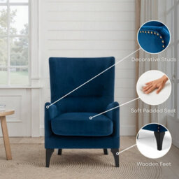 Accent Wingback Chair In Teal Velvet - thumbnail 8