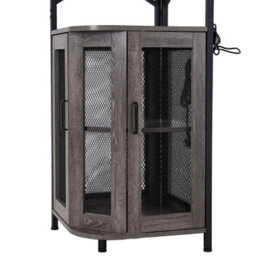 Grey 5 Tier Wine Cabinet Home Bar Wine Rack Corner Storage Cupboard With Light Strip - thumbnail 6