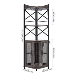 Grey 5 Tier Wine Cabinet Home Bar Wine Rack Corner Storage Cupboard With Light Strip - thumbnail 2