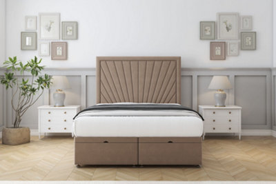 "Sloomy Somerset Mink Plush Ottoman Bed Base With 54"" Floor Standing Headboard 5' King" - image 1