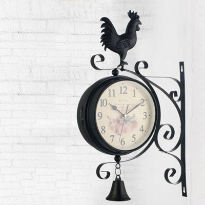 Outdoor Garden Paddington Station Wall Clock Double Sided Outside Bracket Round - image 1