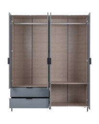 Seconique Madrid 4 Door 2 Drawer Mirrored Wardrobe In Grey And White Gloss Finish - thumbnail 4