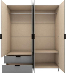 Seconique Madrid 4 Door 2 Drawer Mirrored Wardrobe In Grey And White Gloss Finish - thumbnail 3