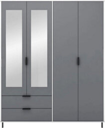 Seconique Madrid 4 Door 2 Drawer Mirrored Wardrobe In Grey And White Gloss Finish - thumbnail 2