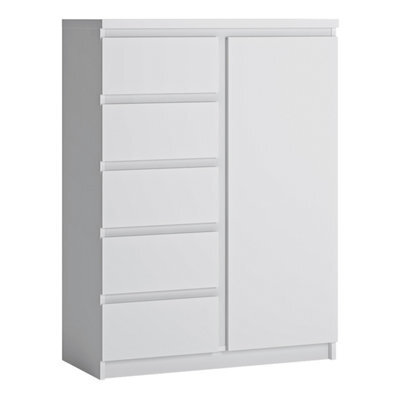 Furniture To Go Fribo 1 Door 5 Drawer Cabinet In White - image 1