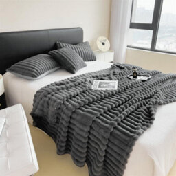 Dyzi Faux Rabbit Fur Double Sided Throw Blanket 180 X 200Cm Soft And Cosy - thumbnail 4