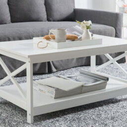 Beliani White Coffee Table 100 X 55 Cm, 2-Tier Modern Rectangular Design - thumbnail 2