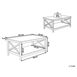 Beliani White Coffee Table 100 X 55 Cm, 2-Tier Modern Rectangular Design - thumbnail 4