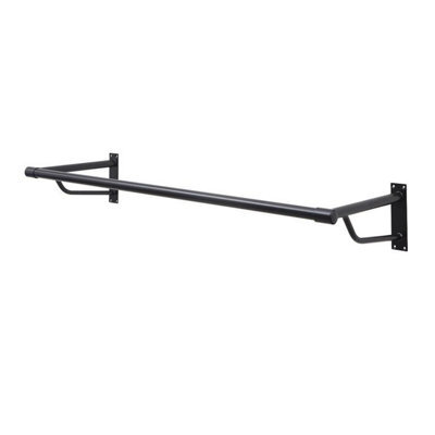 Heavy Duty Black Wall Mounted Hanging Clothes Rail Garment Rack - 600mm (2Ft) - image 1