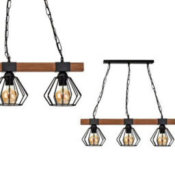 Milagro Ulf Hand Made Wall Lamp Matt Black Cage Natural Wood Rugged Industrial Chic - thumbnail 6