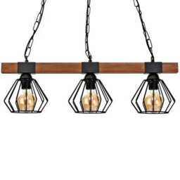 Milagro Ulf Hand Made Wall Lamp Matt Black Cage Natural Wood Rugged Industrial Chic - thumbnail 3