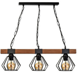 Milagro Ulf Hand Made Wall Lamp Matt Black Cage Natural Wood Rugged Industrial Chic - thumbnail 2