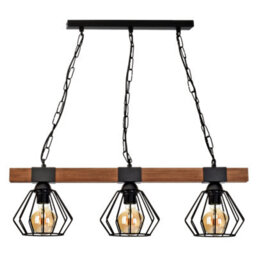 Milagro Ulf Hand Made Wall Lamp Matt Black Cage Natural Wood Rugged Industrial Chic - thumbnail 8