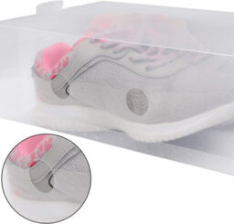 Taylor & Brown Set Of 10 Clear Plastic Shoe Storage Boxes - Stackable & Foldable, 18X30X9.5Cm, With Handle, Transparent Organiser - thumbnail 4