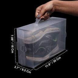 Taylor & Brown Set Of 10 Clear Plastic Shoe Storage Boxes - Stackable & Foldable, 18X30X9.5Cm, With Handle, Transparent Organiser - thumbnail 5