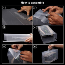 Taylor & Brown Set Of 10 Clear Plastic Shoe Storage Boxes - Stackable & Foldable, 18X30X9.5Cm, With Handle, Transparent Organiser - thumbnail 3