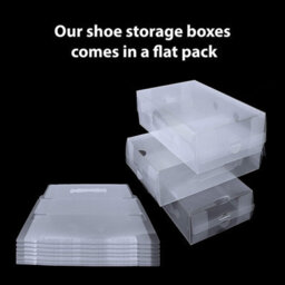 Taylor & Brown Set Of 10 Clear Plastic Shoe Storage Boxes - Stackable & Foldable, 18X30X9.5Cm, With Handle, Transparent Organiser - thumbnail 6