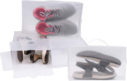 Taylor & Brown Set Of 10 Clear Plastic Shoe Storage Boxes - Stackable & Foldable, 18X30X9.5Cm, With Handle, Transparent Organiser - thumbnail 7
