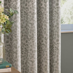 Wylder Grace Leaf Floral Jacquard Room Darkening Eyelet Curtain Pair, Mist Grey, (W) 168Cm X (D) 137Cm - thumbnail 4