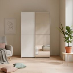 Sophistispace 2 Door Sliding Wardrobe With Mirror Internal Shelves Sleek White Finish For Contemporary Bedrooms White - thumbnail 2
