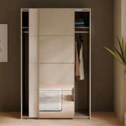 Sophistispace 2 Door Sliding Wardrobe With Mirror Internal Shelves Sleek White Finish For Contemporary Bedrooms White - thumbnail 3
