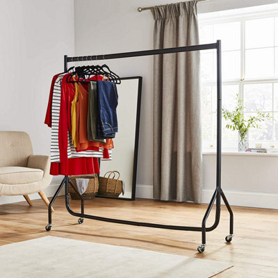 House Of Home Heavy Duty Black Metal 4Ft Long X 5Ft Tall Quality Clothes Rail Stand - image 1