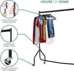 House Of Home Heavy Duty Black Metal 4Ft Long X 5Ft Tall Quality Clothes Rail Stand - thumbnail 6