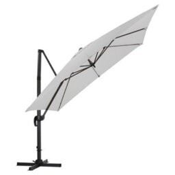 Living And Home 3M Large Square Canopy Rotatable Tilting Garden Rome Umbrella Cantilever Parasol With Square Fillable Base, Light Grey - thumbnail 4