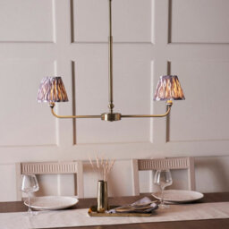 Luminosa Lighting Luminosa Lille Antique Brass Plate Pendant Light With Pearl Grey Fabric Ikat Shade 16Cm 2X B22 - thumbnail 2