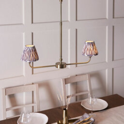 Luminosa Lighting Luminosa Lille Antique Brass Plate Pendant Light With Pearl Grey Fabric Ikat Shade 16Cm 2X B22 - thumbnail 4
