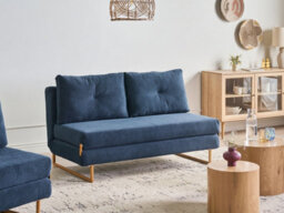 Beliani Sofa Bed 3 Seater Jerslev Fabric Blue - thumbnail 2
