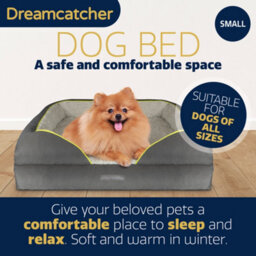 Dreamcatcher Grey Small Dog Bed Orthopaedic Shredded Memory Foam, Fleece Sleeping Area, Non Slip Base, Removable Washable Cover - thumbnail 2
