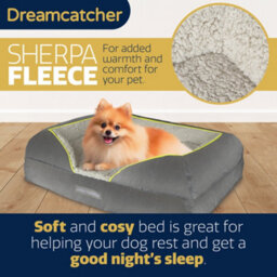 Dreamcatcher Grey Small Dog Bed Orthopaedic Shredded Memory Foam, Fleece Sleeping Area, Non Slip Base, Removable Washable Cover - thumbnail 3