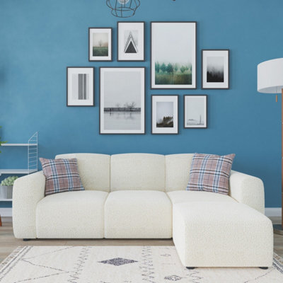 Flair Manon Boucle 3-Seater Corner Sofa - Cream - image 1