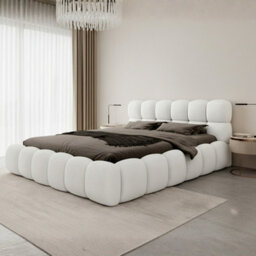 Modern Bed With Storage Wooden Frame Boston 160 X 200 Cm Cream - thumbnail 1