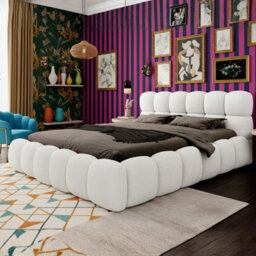 Modern Bed With Storage Wooden Frame Boston 160 X 200 Cm Cream - thumbnail 4