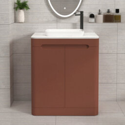 Royal Bathrooms Venice 700mm Terracotta Clay Freestanding Bathroom Countertop Vanity Unit 2 Door With Qubix Basin - thumbnail 1