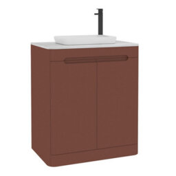Royal Bathrooms Venice 700mm Terracotta Clay Freestanding Bathroom Countertop Vanity Unit 2 Door With Qubix Basin - thumbnail 7