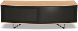 "Centurion Supports Caru Gloss Black And Oak Beam-Thru Remote Friendly Contemporary ""d"" Shape Design Up To 65"" Tv Cabinet" - thumbnail 5