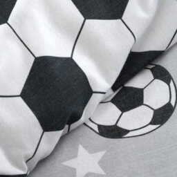 Catherine Lansfield Brushed Cotton Football Stars Reversible Duvet Cover Set With Pillowcase Grey - thumbnail 4