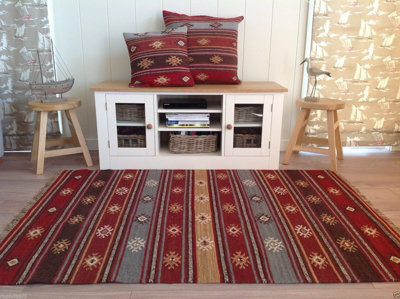 Second Nature Online Zanskar Kilim Rug Handmade In Wool Geometric Design / 120 Cm X 180 Cm - image 1