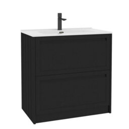Royal Bathrooms Elmore 800mm Traditional Floor Standing 2 Drawer Bathroom Vanity Unit With Ceramic Basin Sink- Matt Nocturne Black - thumbnail 6