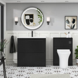 Royal Bathrooms Elmore 800mm Traditional Floor Standing 2 Drawer Bathroom Vanity Unit With Ceramic Basin Sink- Matt Nocturne Black - thumbnail 4