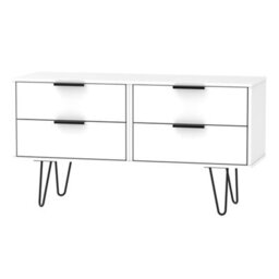 Ready Assembled Matt White No Effect 4 Drawer Wide Chest (H)570mm (W)1145mm (D)395mm - thumbnail 1