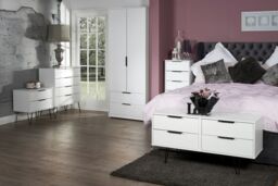 Ready Assembled Matt White No Effect 4 Drawer Wide Chest (H)570mm (W)1145mm (D)395mm - thumbnail 3